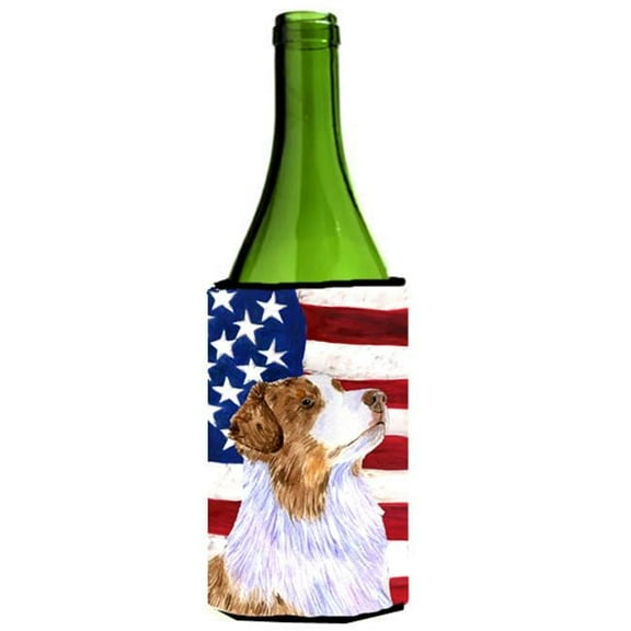 Usa American Flag With Australian Shepherd Wine bottle sleeve Hugger - 24 Oz.