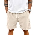 thumbnail image 7 of Dwelliawo Men's Shorts Stylish Wide Leg Corduroy Short Beach Casual Drawstring Shorts Pant with Pockets Elastic Waist Shorts Beige 2XL, 7 of 7
