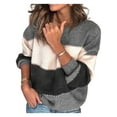 thumbnail image 1 of FASHIONWT Women Casual Long Sleeve Striped Jumper Sweater Crew Neck Knit Pullover Top, 1 of 4