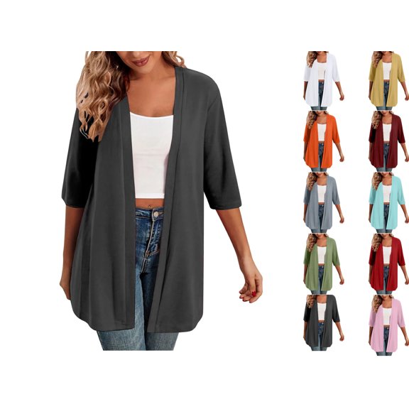 Women's Open Front Cardigan Longer Length Trendy long Sleeve Maxi Duster Coats Summer Sun Protection Cover Ups Oversized Lightweight
