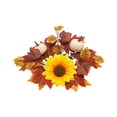 thumbnail image 2 of Fall Maple Leaf Candle Ring Wreath, Artificial Sunflower Pumpkin Candle Garland, Harvest Season Pillar Candle Holder, Thanksgiving Table Centerpiece Decor, Faux Autumn Floral Ornament, 2 of 6