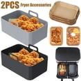 thumbnail image 1 of 2Pcs Air Fryer Silicone Liners Non-stick Air Fryer Silicone Pot Reusable Air Fryer Silicone Baking Tray Reversible Air Fryer Basket for Air Fryer Oven Microwave, 1 of 8
