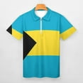 thumbnail image 3 of Bahamas Flag Men Zipper T-shirt Summer Casual Short Sleeve T-shirt Top, 3 of 7