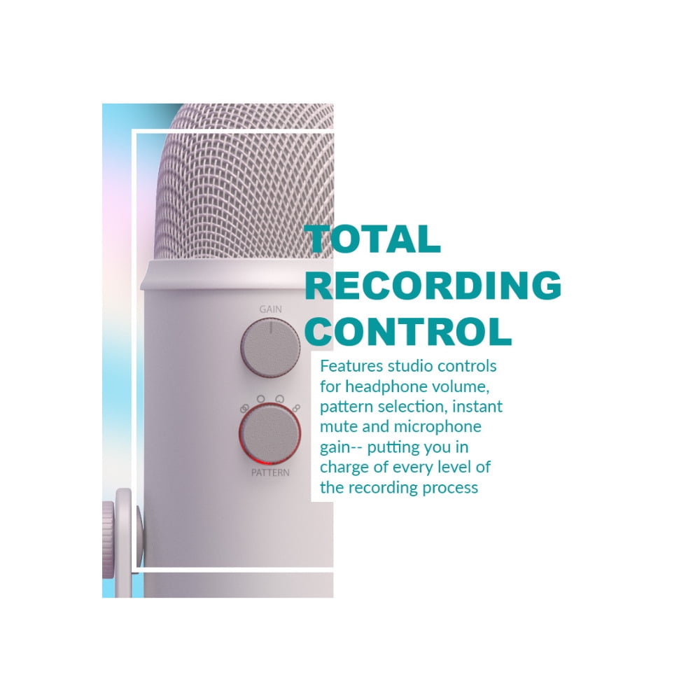 Blue Microphones Yeti USB Microphone (White Mist) with Monitor Headphones Bundle