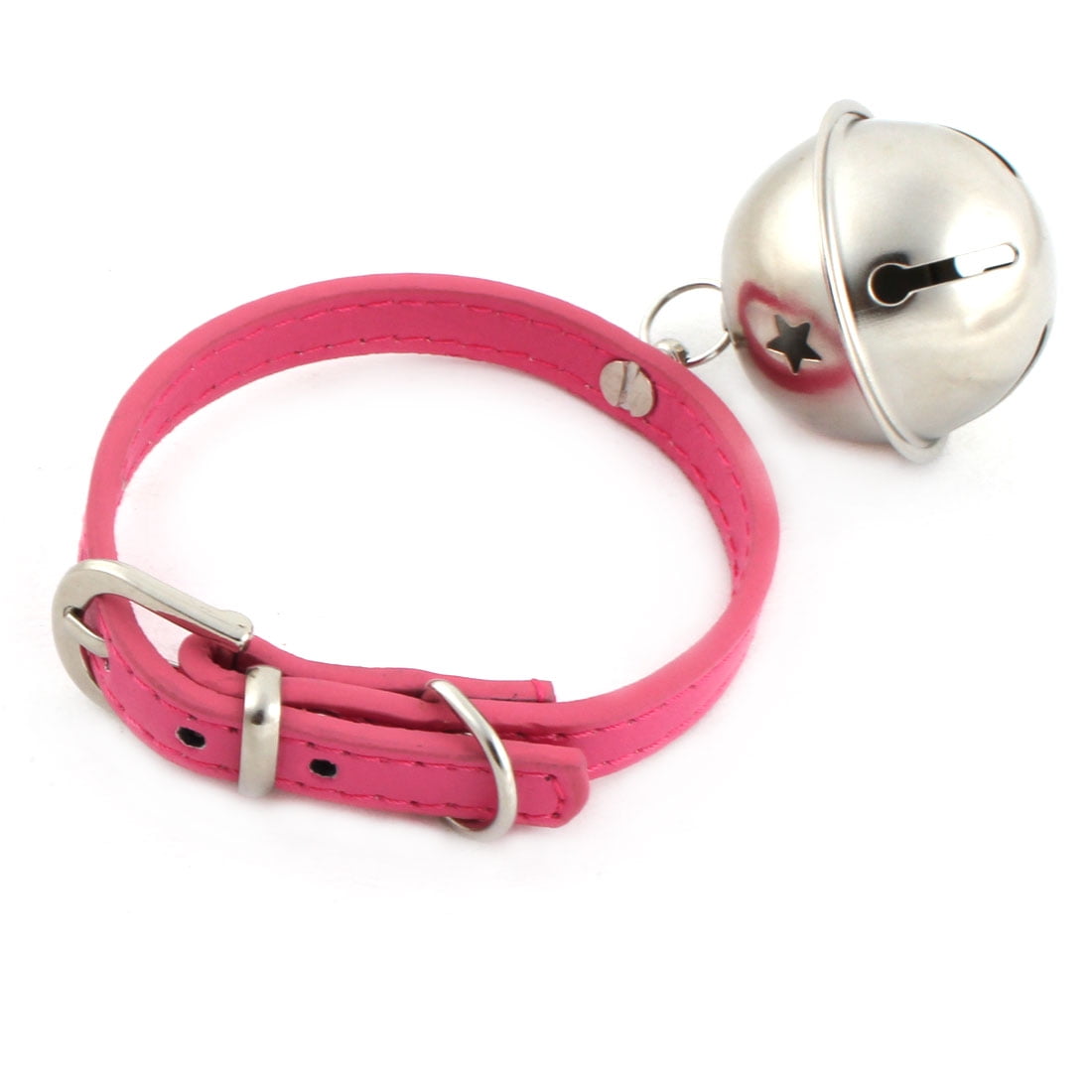 Pet Dog Cat Faux Leather Bell Pendant Adjustable Buckle ...