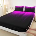 thumbnail image 4 of jejeloiu Modern Gradient Geometric Pattern Full Size Sheets For Girls,Neon Pink Black Stripe Bed Sheets For Kids,4pcs, 4 of 6