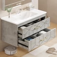 thumbnail image 3 of Modern Floating Bathroom Vanity Set, Wall Mounted Cabinet with Large Soft-Close Drawer and Gold Handle, Space-Saving Design, 3 of 7