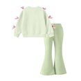 thumbnail image 2 of CYRBOKO Girls 2‑Piece Outfit Set, Bow Casual Elastic Waist Fall Winter Long Sleeve Tops and Flare Pants Green Size 13-14 T, 2 of 8