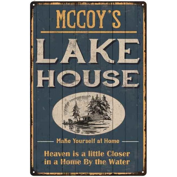 MCCOY'S Lake House Blue Cabin Home Decor 8 x 12 High Gloss Metal 208120038258