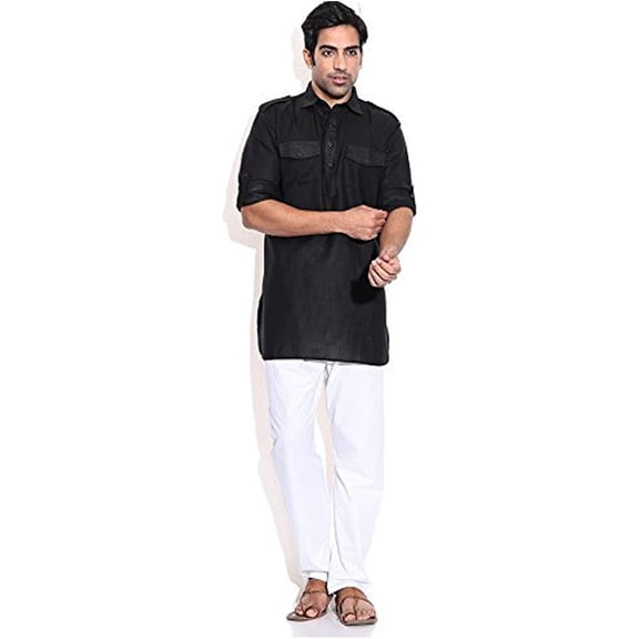 Royal Kurta Men's Cotton Short Pathani Kurta