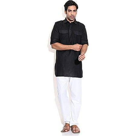 

Royal Men s Linen Cotton Pathani Kurta s Black