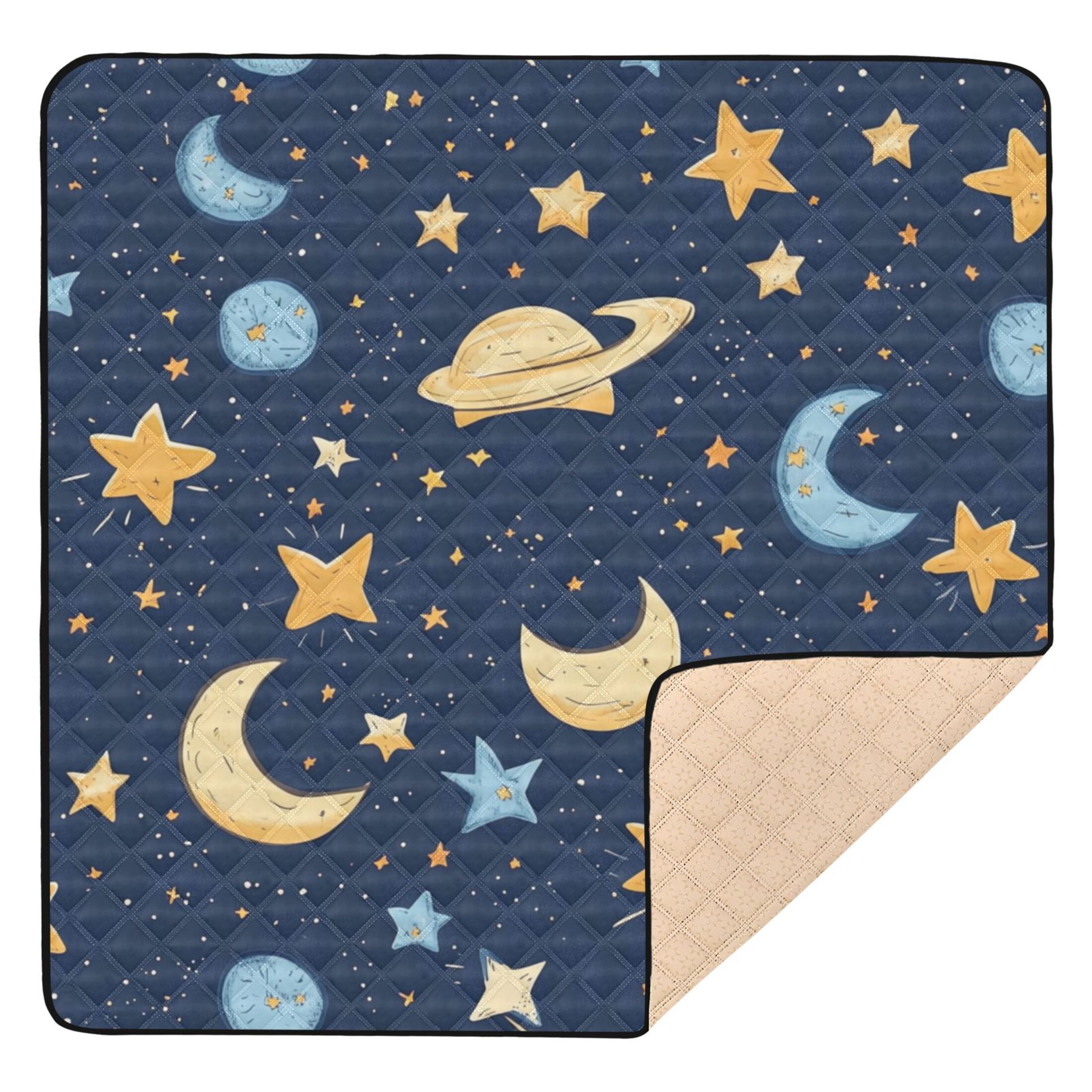WOBOGO Cartoon Starry Sky Baby Playmats Extra Large Waterproof Rollable Activity Pads for Toddlers 50×50inch