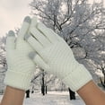 thumbnail image 5 of Winter Touchscreen Gloves Warm Fleece Lined Knit Gloves Elastic Cuff Winter - Gray+white, 5 of 5