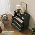 thumbnail image 2 of Tzou 31.5"W Wooden Dresser with Charging Station & LED Lights - 3-Drawer Modern Chest for Bedroom(Black), 2 of 9