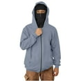 thumbnail image 3 of qolati Mens Hoodies with Face Mask Casual Long Sleeve Zip Up Ski Mask Jacket Double Hooded Sweatshirt Color Block Windproofs Athletic Coat with Pockets, 3 of 8