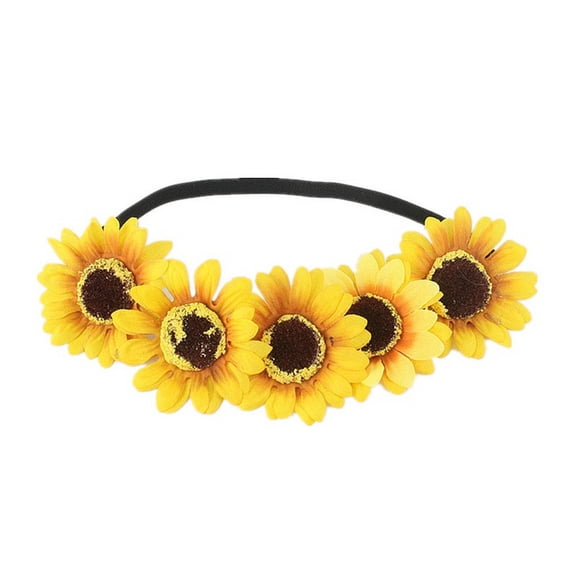 Daisy Flower Crown Elastic Sunflower Flower Headband Baby Girl Toddler Floral Crown Wreath Hair Accessory Hairband
