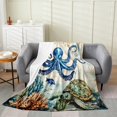 thumbnail image 1 of Erosebridal Kids Octopus Flannel Blanket, Retro Map Sherpa Throw, Nautical Ocean decor, 1 of 5