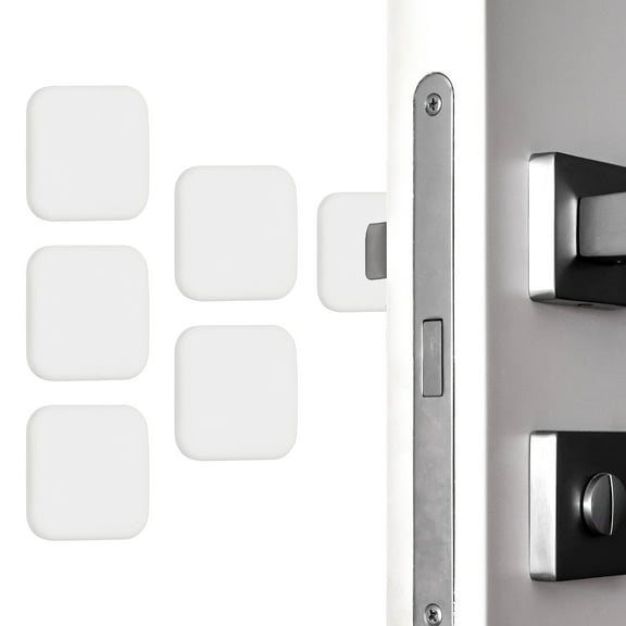 Uxcell 5Pcs Door Knob Wall Protector, 1.8" Square Silicone Door Stoppers Self Adhesive Handle Bumper Cushion Pad, White(0.3" Thickness)