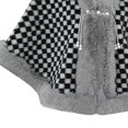 thumbnail image 3 of UTSJKR Women's Checkered Furry Trim Poncho Cape, Fall Winter Warm Open Front Shawl Coat, Loose Fit Outer Layer for Dating and Daily Wear Gray, 3 of 4