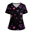 thumbnail image 2 of Valentine's Day Scrub Tops for Women V Neck Cute Heart Printed Scrub Tops Valentine's Day Scrub Tops Split Hem Working Uniforms with Pockets, 2 of 4