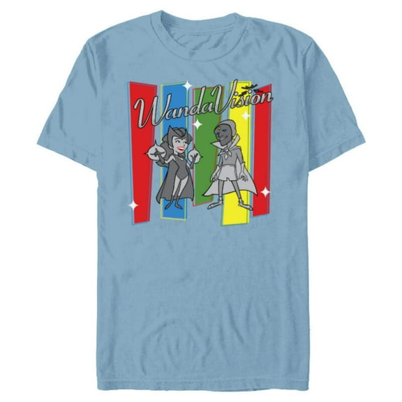 Marvel Studios WandaVision Logo TV Toon B&W Disney - Short Sleeve Blended T-Shirt for Adults - Customized-Ocean Blue