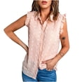 thumbnail image 5 of Womens Casual Tank Top Dressy Work Ruffle Blouse Sleeveless Swiss Polka Dot Cute Summer Shirts Button Down Tunic Tops, 5 of 5