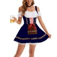 thumbnail image 2 of LEKODE oktoberfest outfits women dirndl dress Bavarian Dress tracht dress Germany Oktoberfest Womens Vintage Dress Short Sleeve Dress Stage Performance Dress Blue L, 2 of 4