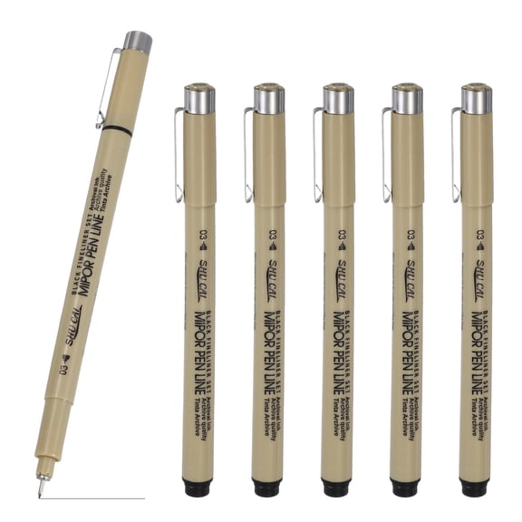 Fineliner Pens, 6 Pcs 03 0.35mm Fineliner Marker Black Waterproof Ink Archival Drawing Pens Art Supplies Set for Sketching