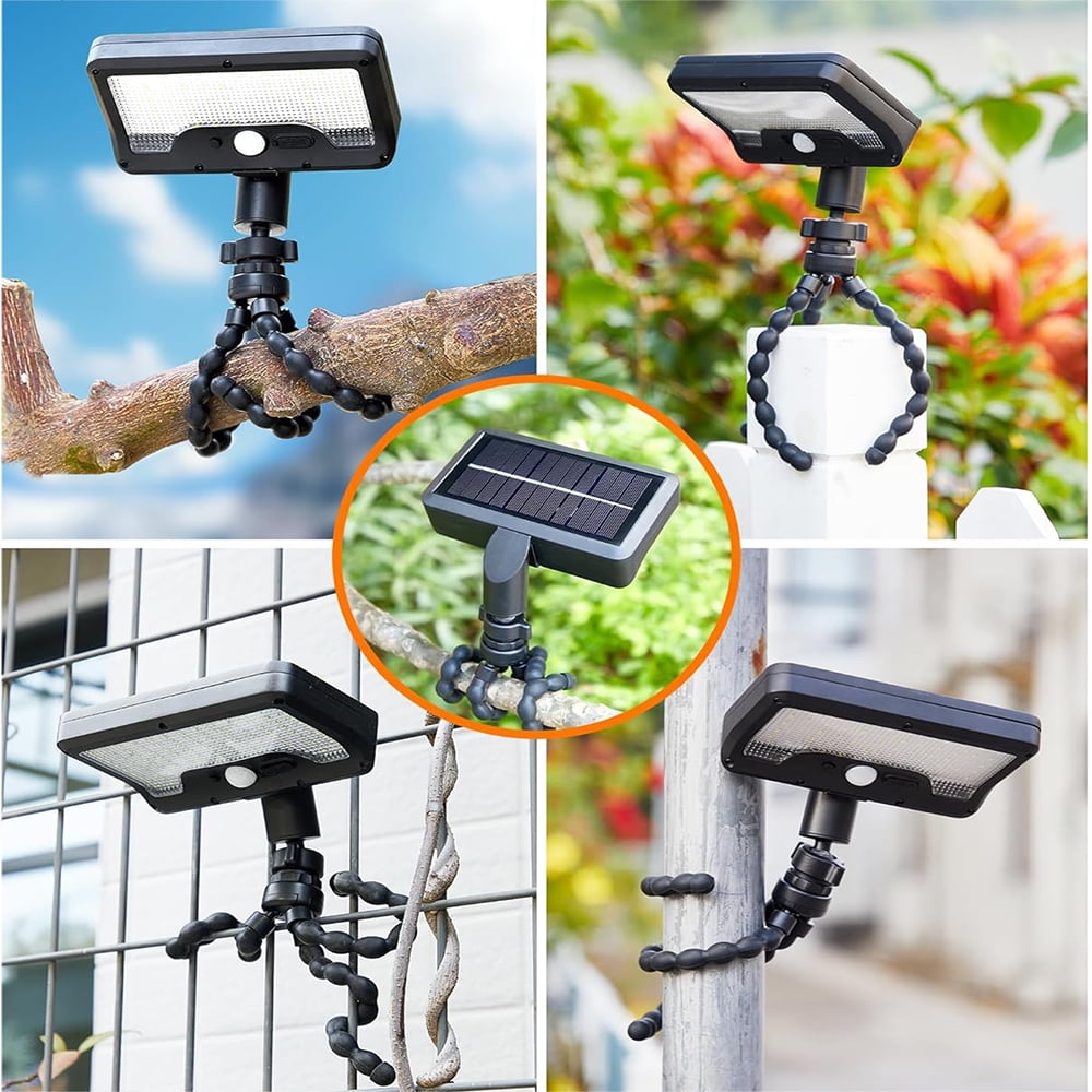 Solar Lights Outdoor, 7000LM Motion Sensor Solar Outdoor Lights with Flexible Octopus Tripod, Waterproof Solar Flood Security Lights for Front Door Yard Garage Deck Fence Camping
