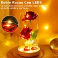 thumbnail image 3 of Rosa Flor Eterna, la Bella y la Bestia, Rosas Flor Artificial Luces LED, con Cúpula, Base Pino y Doble Rosas, Romántico Regalo para Novia o Esposa, San Valentín, Día De Madre, Boda Aniversario, 3 of 4