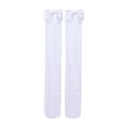 thumbnail image 2 of ITFABS Women's Stocking, Solid Color Bow Top Socks, Over Knee Sheer Stockings, 2 of 6
