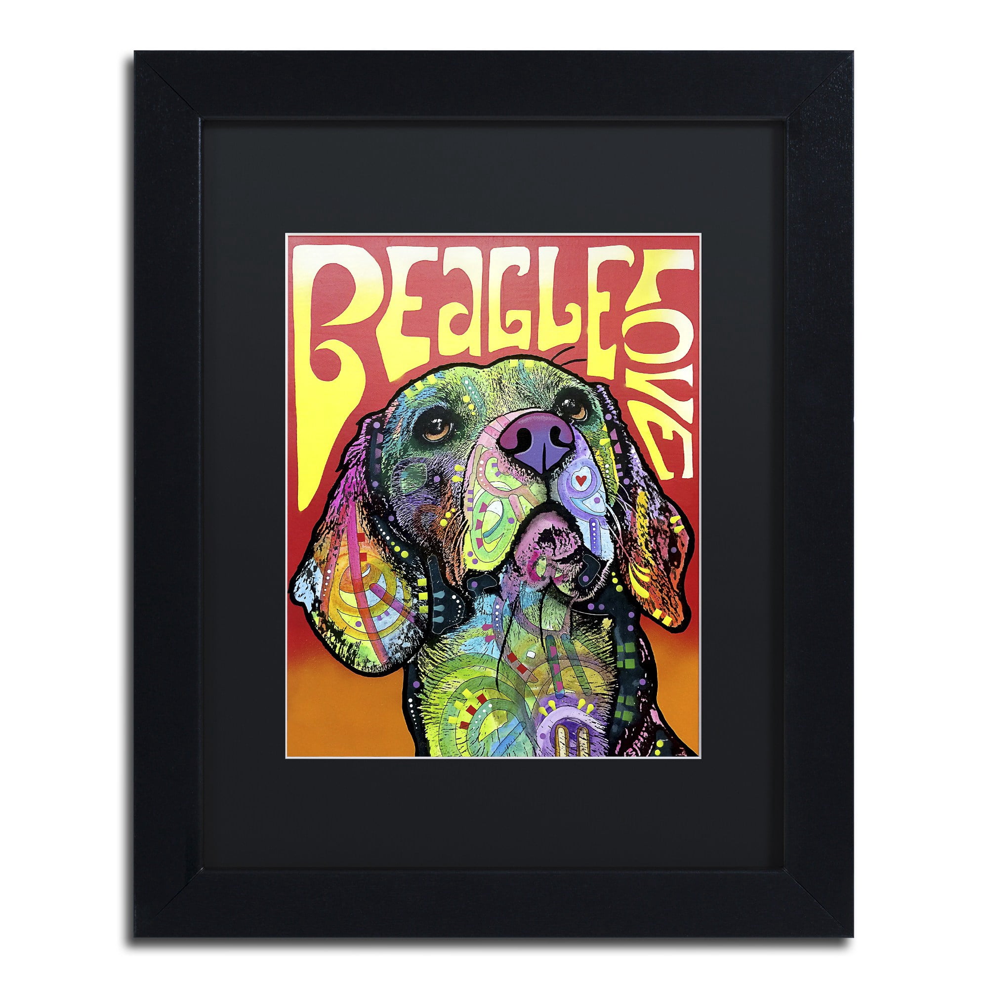 Trademark Fine Art 'Beagle Love' Canvas Art by Dean Russo, Black Matte, Black Frame