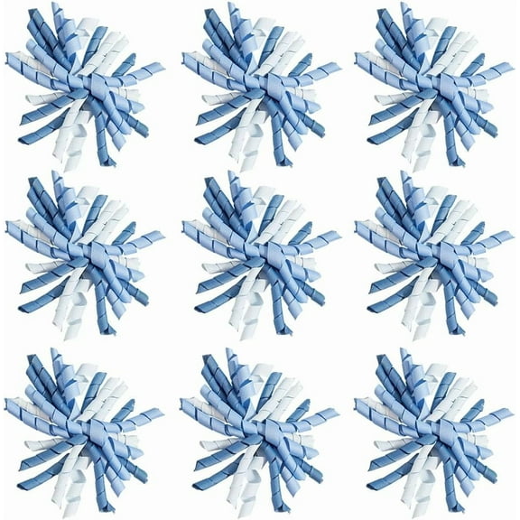 12Pcs Gift Wrap Bows Pastel Bows Curly Light Blue Presents Decor Bows Reusable Ribbon Bows for Gift Wrapping Easter Home Party Baptism Wedding Event Treat Bags Decoration 4In for DIY