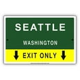 thumbnail image 1 of Seattle Washington Exit Only With Pointer Arrow Direction Way Road Signs Alert Caution Warning Aluminum Metal Sign 12"x18" Plate, 1 of 1