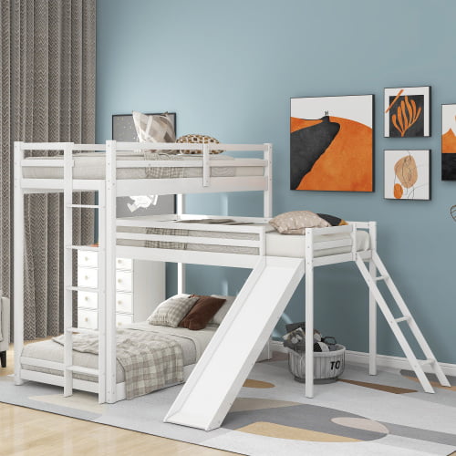 Twin Over Bunk Bed, 3 Bunk Bed With Desk