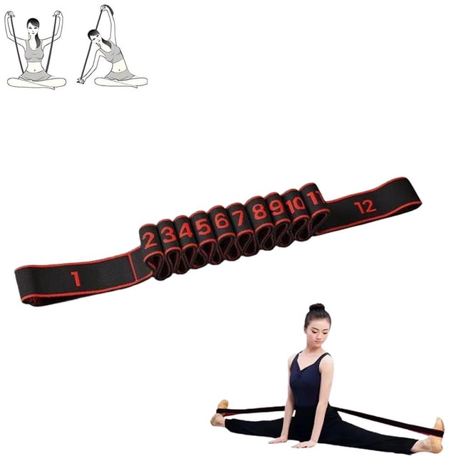 Bande de Résistance Extensible de Yoga à Multiples Boucles, Bande de Tension de Pilates Réglable à 8/12 Compartiments, Sangle de Mise en Forme Élastique pour Danseurs, Entraînement de Force, Entraînements de Flexibilité et d'Agilité, 5 Pi Bleu