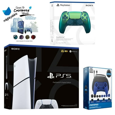 Sony PlayStation 5 Slim Digital with Extra Chroma Teal Controller, Pro Gamer Starter Kit and MightySkins Decal Voucher