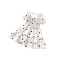 thumbnail image 5 of Toddler Baby Girls Ruffle/Short Sleeve Button Polka Dots Print Dress Summer Sunflower Beach Dresses Clothes Outfits, 5 of 8