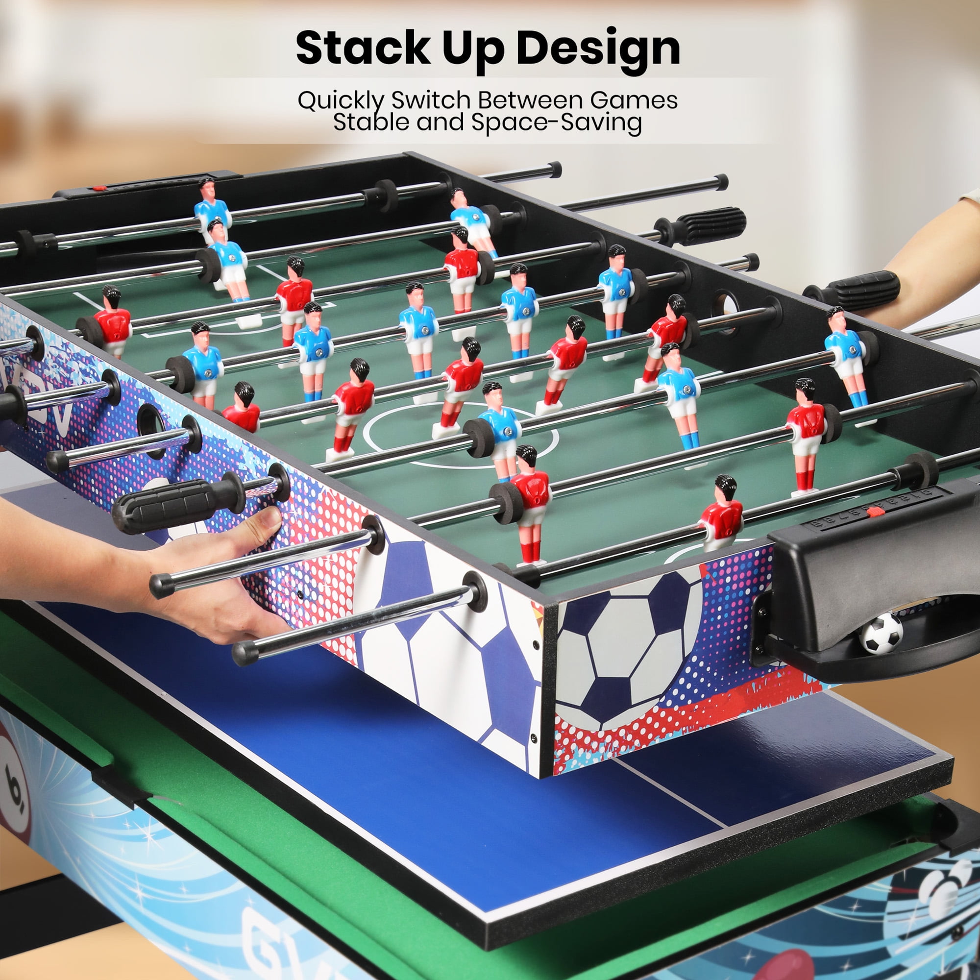 GVDV 12-in-1 Multi Game Table,48"Combo Game Table with Foosball,Billiards,Hockey,Shuffleboard,Bowling,Chess,Poker and More for Party,Game Room