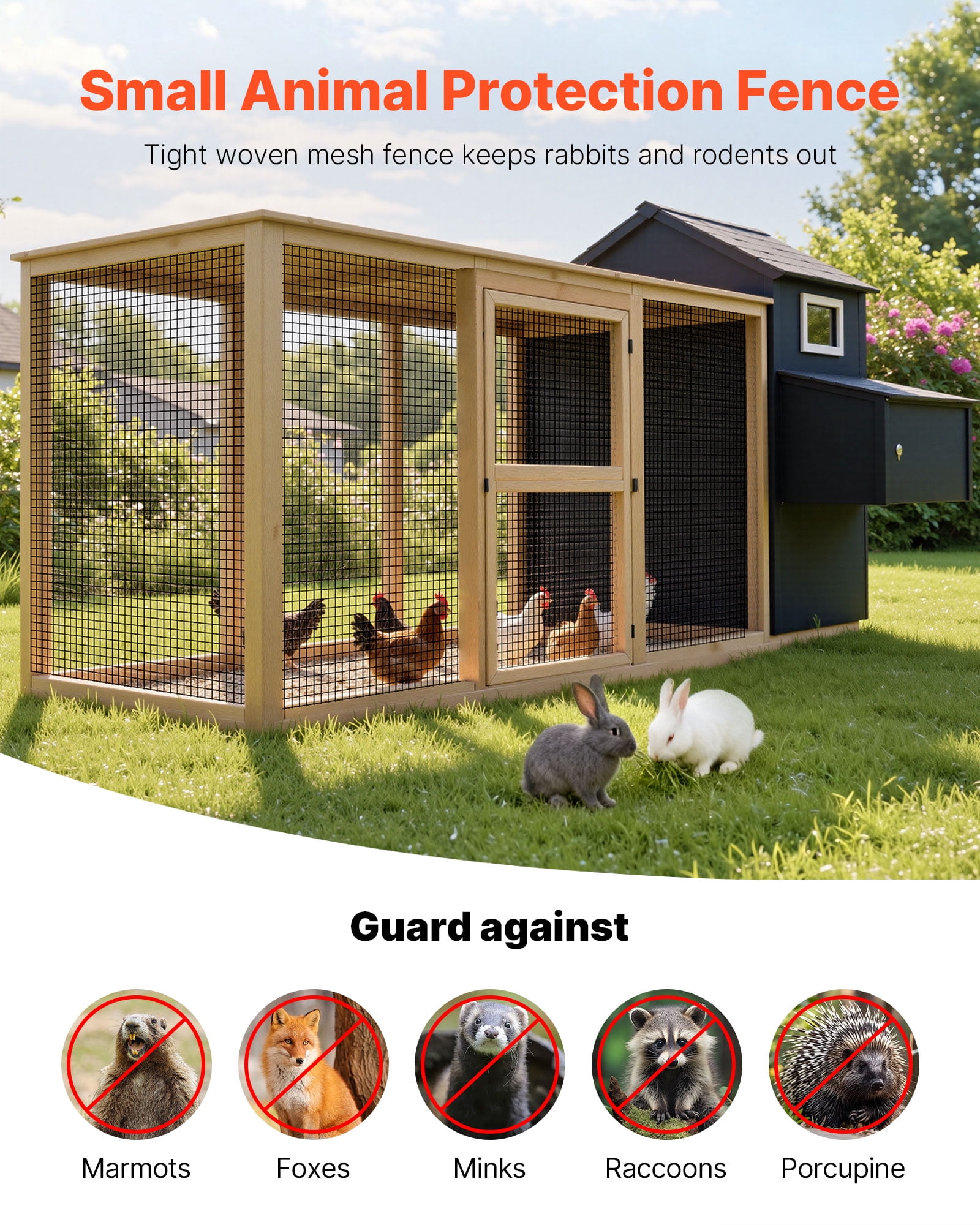 VEVOR Hardware Cloth 72 in x 100 ft, 1/2 in 19 Gauge Galvanized Wire Mesh Roll, Weather-Resistant Vinyl Coated Chicken Wire Fencing, Heavy Duty Welded Garden Plant Fencing for Rabbit Cage Snake Fence