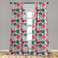 thumbnail image 4 of Ambesonne Tropical Curtains, Palm Monstera Hibiscus Art, Pair of 28"x95", Pastel Pink and Dark Teal, 4 of 4