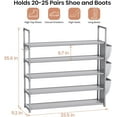 thumbnail image 3 of 5-Tier Shoe Rack with Hook & Side Pocket – Space Saving Organizer for 20–25 Pairs, Sturdy Free Standing Shoe Shelf for Closet, Entryway, Small Spaces, 3 of 13