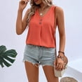 thumbnail image 3 of Tank Tops For Women Orange Womens Tops Fashion Sleeveless V Neck Sleeveless Tank Vest Summer Tee Womens Tank Tops, 3 of 4