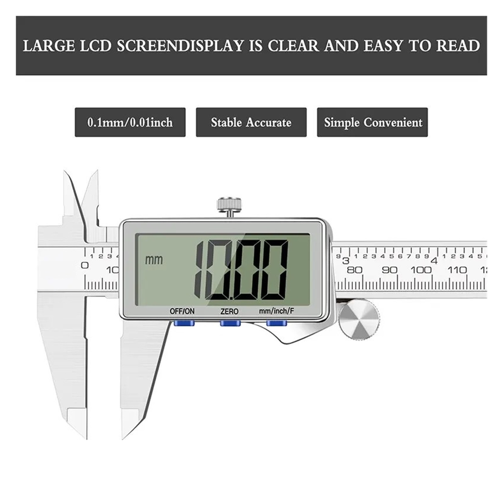 Digital DisplayStainless Steel High Precision Waterproof Electronic Vernier Caliper Micrometer Measuring Tool