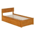 thumbnail image 5 of HomeStock Seaside Serenity Twin XL Solid Wood Platform Bed with Footboard & Storage Drawers in Light Toffee, 5 of 6