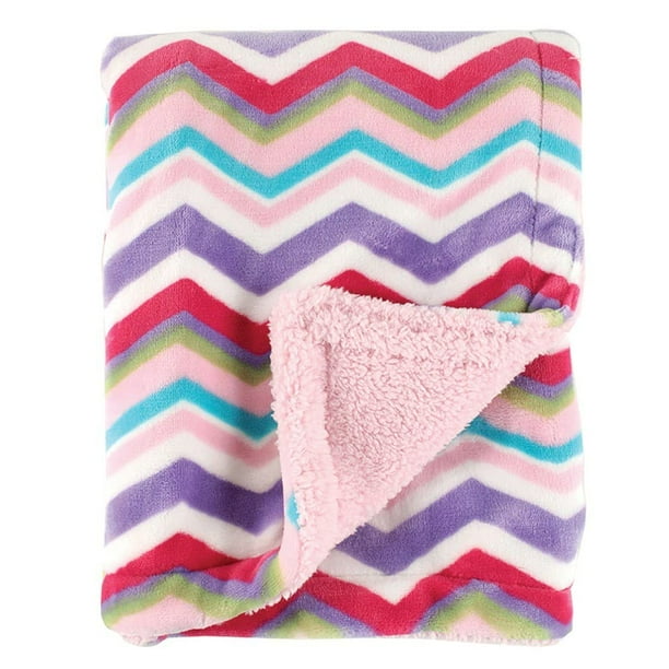 Manta sherpa de peluche con visón para bebés Hudson, 76 x 102 cm, color rosa
