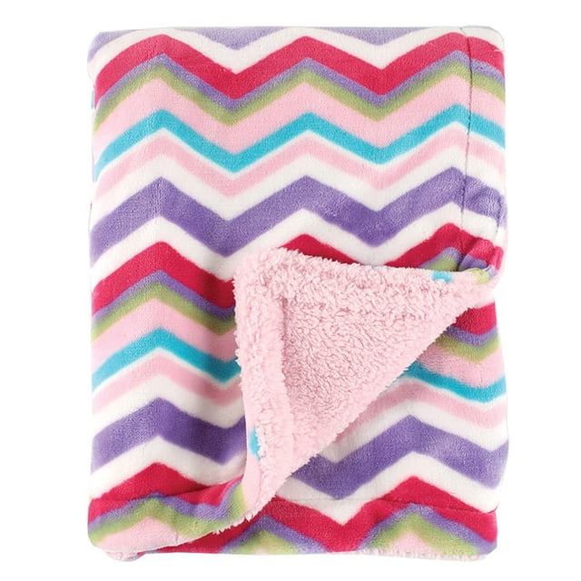 Manta sherpa de peluche con visón para bebés Hudson, 76 x 102 cm, color rosa