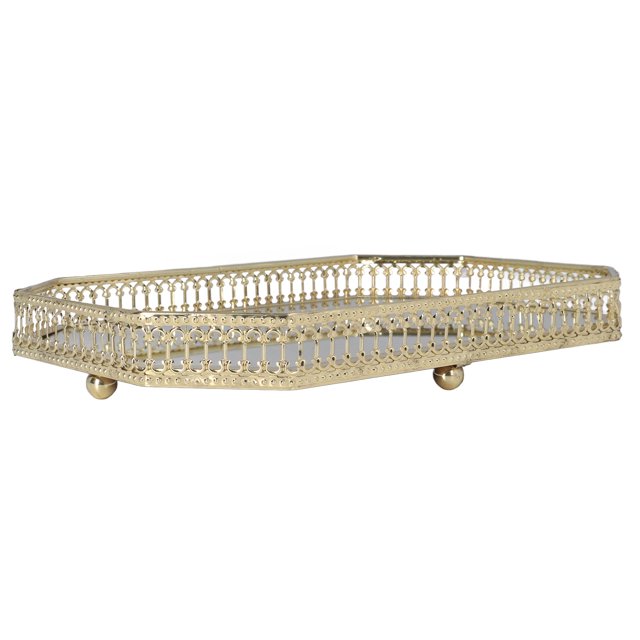 BANDEJA DE ORO, decorativo práctico bandeja de espejo tamaña compacto estilo retro para baño