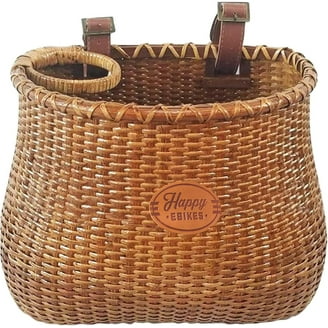 Nantucket Lightship Cestino Da Bici In Rattan Per Adulti – Intrecciato A Mano – Con Cinghie In Pelle – 35.6 X 25.4 X 21.6 Cm - 2