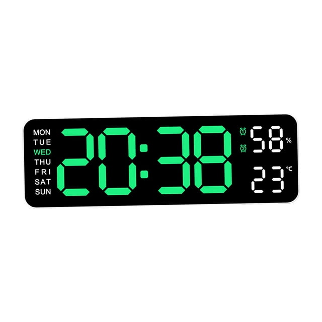Luzkey Wall Decor Clock Modern Digital Wall Clock, Automatic Brightness Dimmer, Home Decor Week LED Wall Clock Desk Clock for Kitchen green light white
